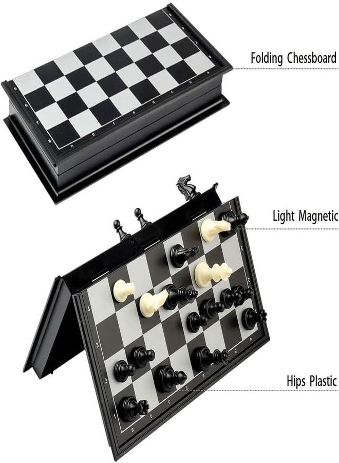 GREEVA Magnetic Chessboard Game Set for Kids Travel Portable Case Chess Set with Folding Educational Chess Board 2 Players Travel Toys for Kids and Adults (Black and White-20.5 * 20.5cm) (Small) - Image 2